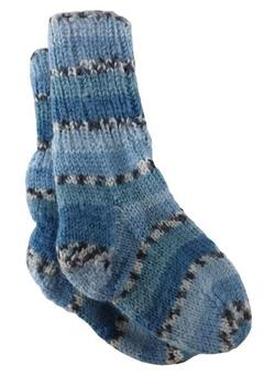 Hjemmestrikkede blå uld sokker str. 21-22