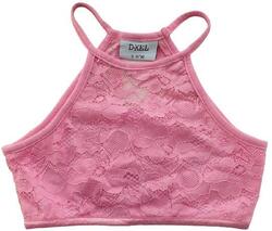Ny D-xel pink girls top med blonder