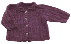 Hjemmestrikket lilla uld trøje str. 68-74