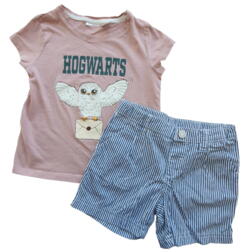 H&M stribede shorts og rosa T-shirt str. 98