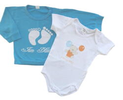 Pretty Baby hvid body og lyseblå T-shirt str. 86