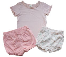 H&M rosa T-shirt og to par shorts str. 86