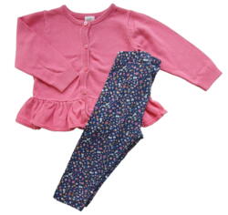 H&M pink cardigan og blå leggings str. 80