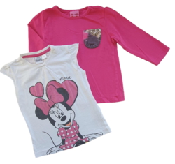 Me Too pink bluse og Disney T-shirt str. 86