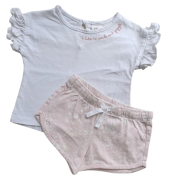 H&M hvid bluse og rosa shorts str. 68