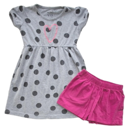 VRS lysegrå kjole og pink shorts str. 98-104