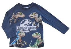 Jurassic world blågrå langærmet T-shirt str. 98-104