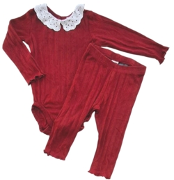 H&M mørkerødt babysæt str. 74