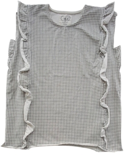 Gro beige ternet ærmeløs top str. 116-122