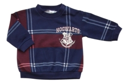 H&M mørkeblå og rødternet sweatshirt str. 68