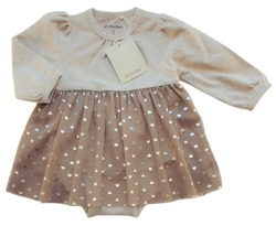 Ny Minymo beige langærmet bodykjole str. 62
