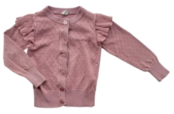 Krymmel mørk rosa finstrikket cardigan str. 104-110