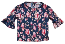 Name it mørkeblå blomstret tynd bluse str. 86