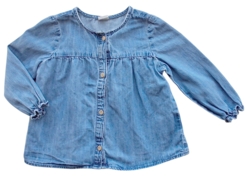 H&M blå langærmet denim skjorte str. 86