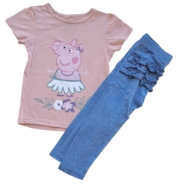 Peppa Pig rosa T-shirt og Topomini blå leggings str. 92