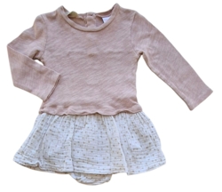 Zara mini rosa og hvid langærmet body-kjole str. 74
