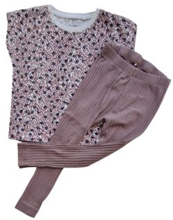 Name it blomstret kortærmet bluse og rib leggings str. 92