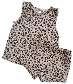 H&M beige sommersæt med dyreprint str. 98