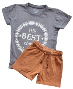 H&M sweat shorts og grå Krymmel T-shirt str. 104