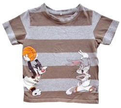 Name it lysegrå og lysebrun stribet T-shirt str. 86