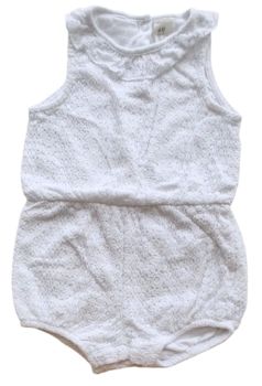 H&M hvid ærmeløs blonde body-dragt str. 86
