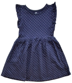 H&M mørkeblå prikket sommerkjole str. 98-104