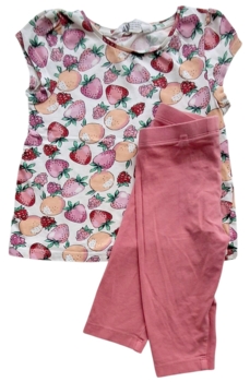 H&M råhvid top og Lupilu orange leggings str. 98-104