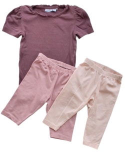 Name it mørk rosa rib bluse og to par leggings str. 86