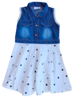 Nim brag hvid kjole med denim overdel str. 104-110