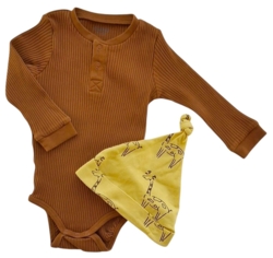 Friends orangebrun rib body og gul hue str. 74