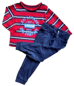 Levis rødstribet bluse og Name it bukser str. 80