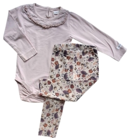 Newbie rosa body og Name it beige leggings str. 80