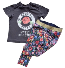 H&M mørkegrå kortærmet T-shirt og leggings str. 74