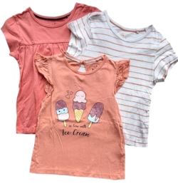 Lupilu tre orange og hvide T-shirts str. 98-104