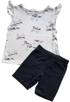 H&M beige bluse og VRS sort shorts str. 98-104