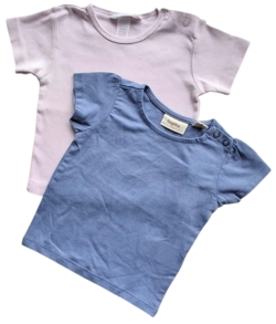 H&M rosa T-shirt og Lupilu blå T-shirt str. 74
