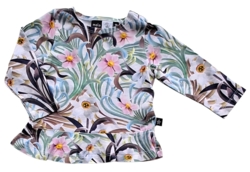Molo lysegrå blomstret langærmet bluse str. 68