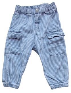 H&M blå og hvidstribede bukser str. 86
