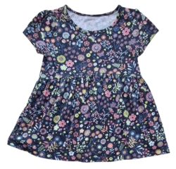 Baby Gap sort kortærmet småblomstret kjole str. 3