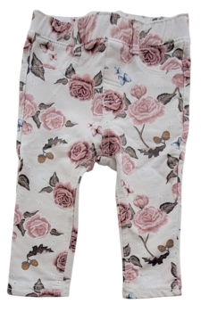 H&M beige blomstrede bukser str. 68