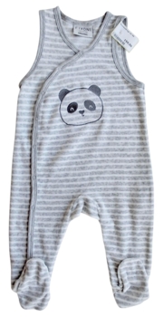 Ny Fixoni lysegrå og hvid stribet velour heldragt