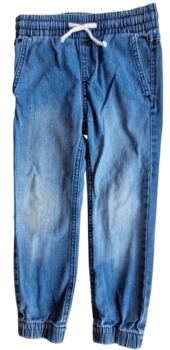 H&M blå tynde denim pull-ups bukser str. 110