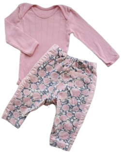 Wheat rosa og grå bukser og NoaNoa rosa body str. 68