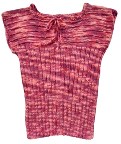 Hjemmestrikket rødmønstret vest str. 1-2 år