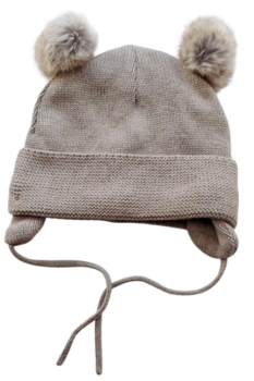 H&M lysebrun strikket hue str. 86-92