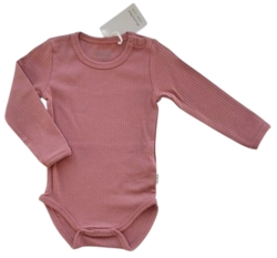 Ny Minymo mørke rosa langærmet rib body str. 74