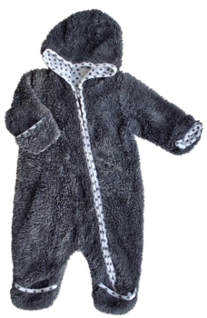 Name it mørkegrå plys heldragt str. 50-56