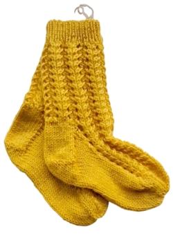 Nye mørkegule uld strømper str. 80-86