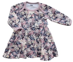 Hjemmesyet blomstret langærmet body-kjole str. 68