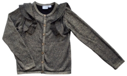 VRS sort og guld finstrikket cardigan str. 110-116